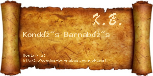 Kondás Barnabás névjegykártya
