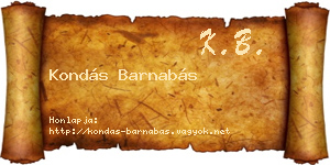 Kondás Barnabás névjegykártya